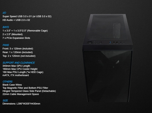 Imagen 9 de 10 de Gabinete Tecware Forge M-atx Mesh Frontal 4 Coolers 120mm !