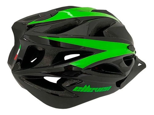Imagem 3 de 5 de Capacete Elleven In Mold C/ Led Preto/verde Brilho M (54-57)