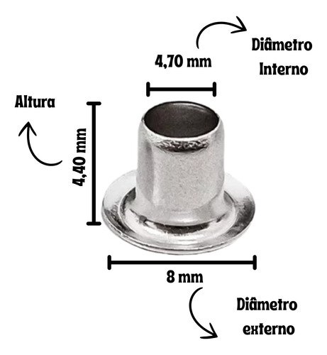 Ilhós 54 Alumínio Bege 100un Aplicação C/ Alicate Crop Adile