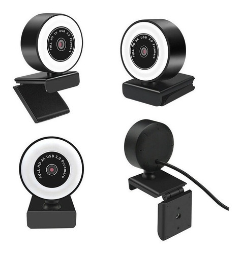 Camara Web Webcam Para Pc Full Hd 1080 Luz Led Tripode Noga