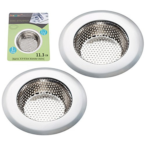 Filtro P/fregadero 2 U, Acero Inox., Borde Ancho, 4.5in Diám