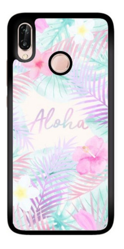 Funda Protector Huawei Aloha Hawai Flores Colores Pink