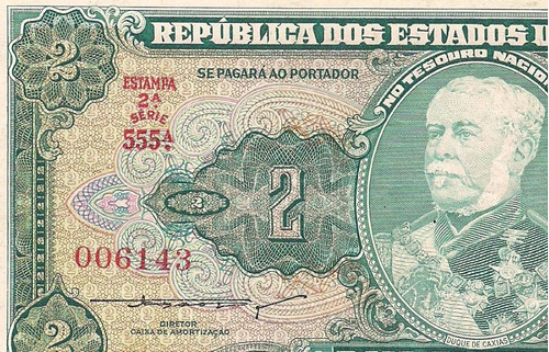 C062 1 Cédula 2 Cruzeiro 1956 Série Especial Trinca 555ª Sob