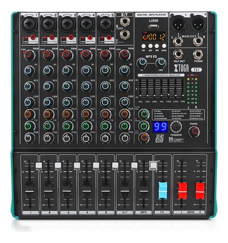 Xtuga Ts7 Mezclador De Audio Profesional De 7 Canales Con 99