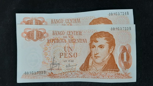  1 Peso Ley 18188. Argentino,  Casi Sin Circular. 