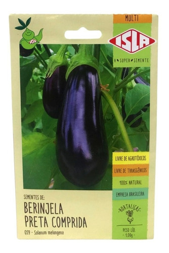 Sementes De Berinjela Preta Comprida 100% Natural - Isla