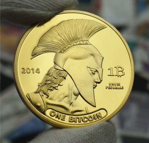 5 Monedas Coleccionables Bitcoin Titan Chapeado En Oro