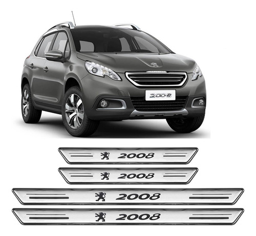 Soleira Platinum Peugeot 2008 2015 A 2020 4 Peças Prata