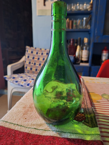 Antigua Botella De Vidrio Verde Oscuro Ml 750 , 2.f.n.v