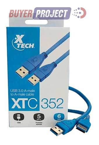 Cable Datos Xtech Usb 3.0 Macho Macho Tipo A-a 1.8 Metros