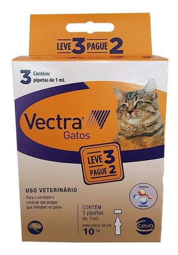 Vectra Gatos Antipulgas Combo Leve 3 Pague 2 Ceva