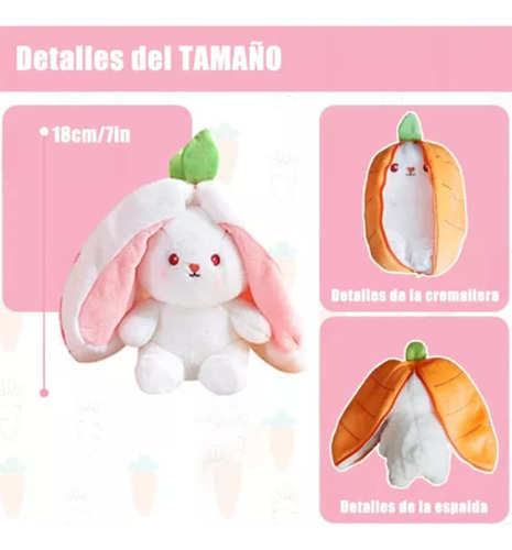 Conejo De Peluche De Zanahoria/ Fresa De Reversible 2pcs