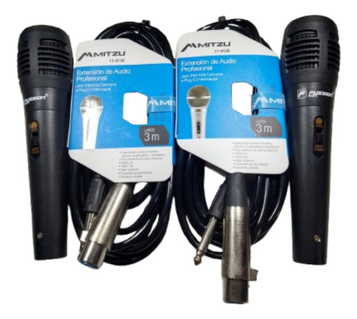 Kit 2 Cables 3 M. Para Microfono Y 2 Microfonos Alambricos