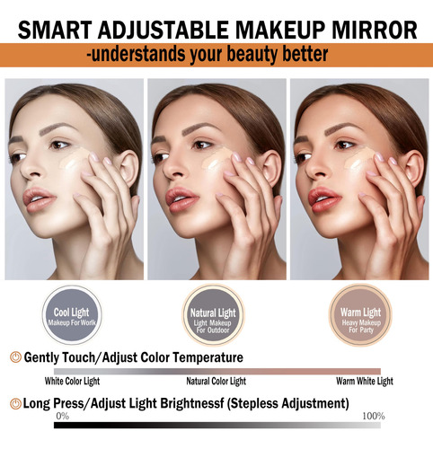Estuche De Viaje Maquillaje Con Espejo Luz Led Ajustable Color