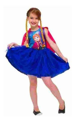 Imagem 1 de 3 de Fantasia Anna Frozen Disney Com Tranças Tamanho G Rubies