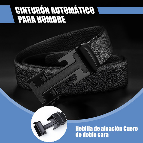 2 Cinturones Negros Con Hebilla Automática Para Hombre H Negra 120cm