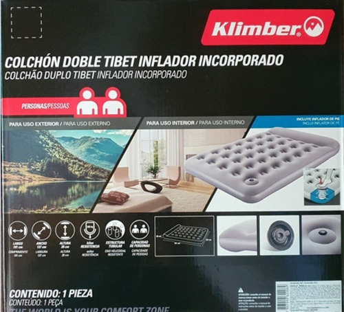 Imagen 4 de 6 de Colchon Inflable 2 Plazas Inflador De Pie