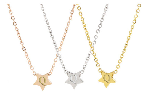 Collar Plata Dije Estrella Personalizada Inicial Letra D