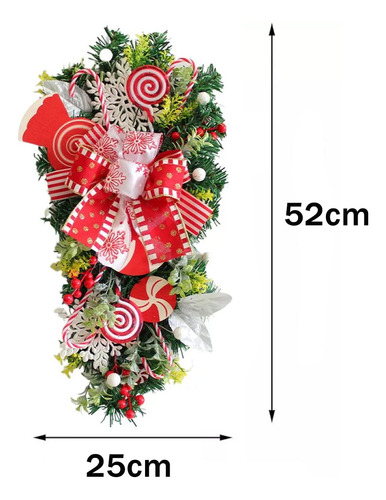 Campana Navideña Caramelo Rojos Árbol Invertido 50 Cm