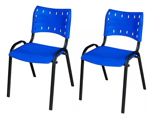 Kit 2 Cadeiras Escorlar Consultório Lanchonete Empilhável 