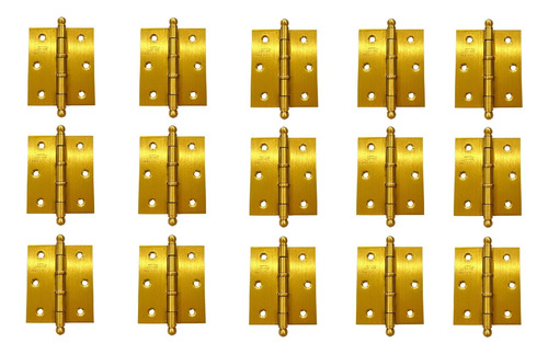 5 Jogos Dobradiça Porta Dourada Fosco 3x2.5 - 15 Pçs + Paraf