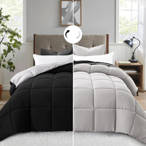 Edredón Acolchao Doble Vista Para Toa Stación King Diseño E La Tela Rayas 259cm×223cm Color Negro Rayas