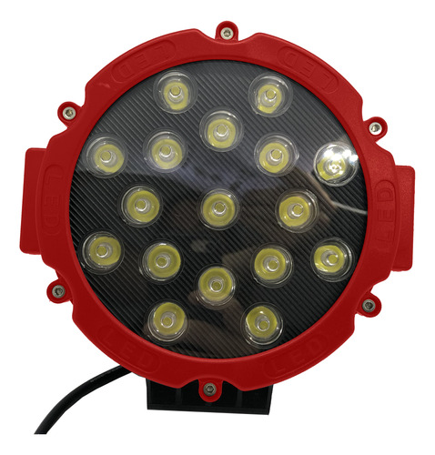 Faro Led Redondo 51w 17 Leds Frente Rojo 4x4 Auto Iael