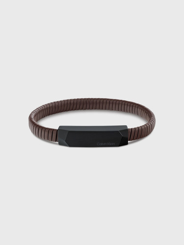 Pulsera De Cuero Metal Logo Café Calvin Klein Color Marrón