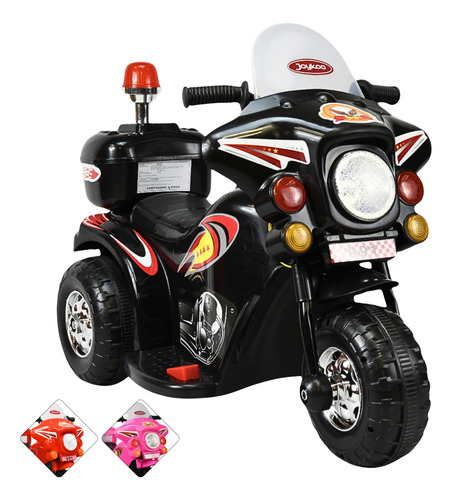 Moto Montable Eléctrica Para Niños Luces Y Sonido Bateria 6v Negro