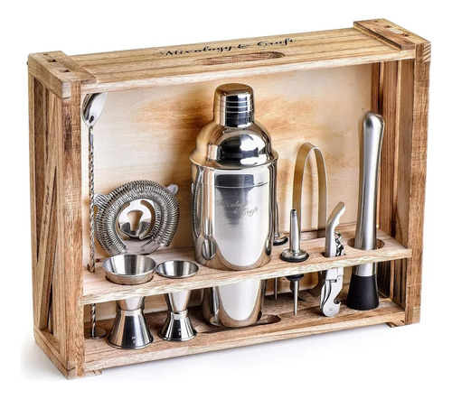 Kit Cocteleria Bartender Inoxidable 10p Coctelera Regalo