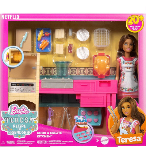 Conjunto de receitas de amizade de Barbie Teresa para criar e cozinhar