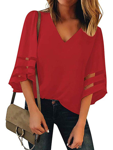 Blusa Verano Para Mujer Manga 3 4 Hombro Frio Cuello V M