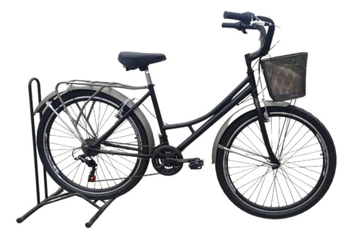 Bicicleta Playera Rin 26 Cambios Shimano 21 Vel Color Negro/grismatte