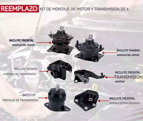 Kit 6 Soportes De Motor Honda Accord 2003-2007 2.4l Aut