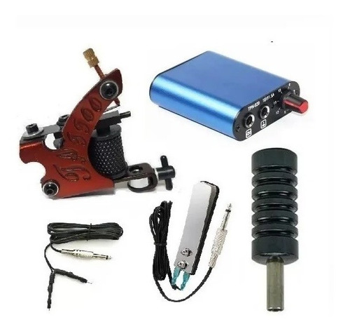 Kit Completo De Tatuar Tkt110 Maquina Fuente Grip Pedal