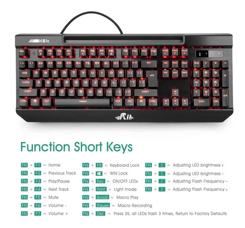 Teclado Mecanico Para Juegos, Rii K61c Teclado Mecanico P...