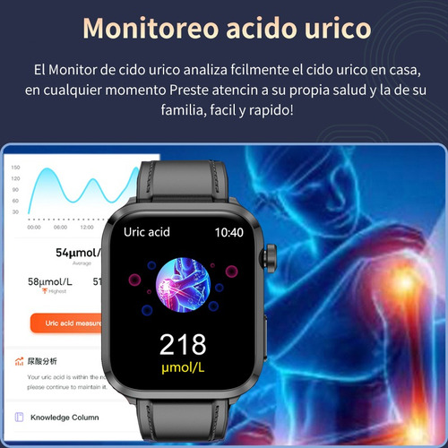 Nivel Médico Reloj Inteligente Hombre Glucemia Smartwatch