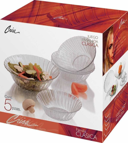 Vajilla Ensaladera Bowl 5 Pcs Crisa Clasica