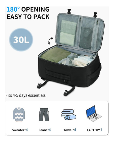 Mochila De Viaje Ecohub De 30 Litros Con Carga Usb Para Portátil De 15,6 Pulgadas, Color Azul