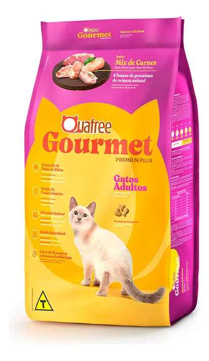 Ração Quatree Gourmet Gatos Adultos Carne 3kg