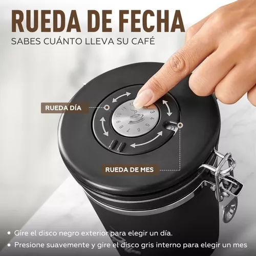 Contenedor de almacenamiento de bote de café con válvula de ventilación de  CO2 y rueda de seguimiento de fechas para café molido