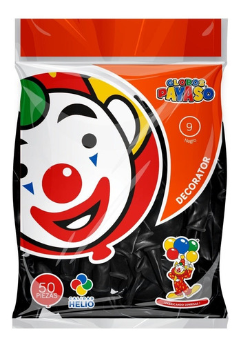 Bolsa De Globos Payaso 50pz Negro Latex #9