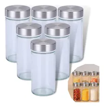 Comprar 6 Potinhos Porta Condimentos Pote Temperos Vidro Tampa Inox 