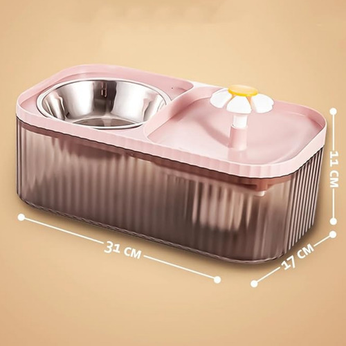Fonte Água Bebedouro Comedouro Para Gatos Com Filtro Rosa