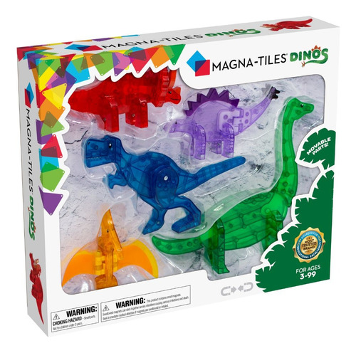Magna Tiles Set Dinosaurios Magnéticos 05 Piezas Multicolor