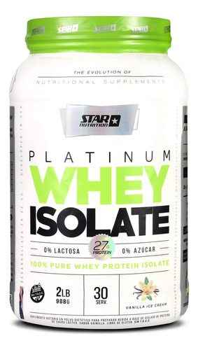 Suplemento en polvo Star Nutrition  isolate Platinum Whey Isolate proteínas sabor vainilla cream en pote de 907mL