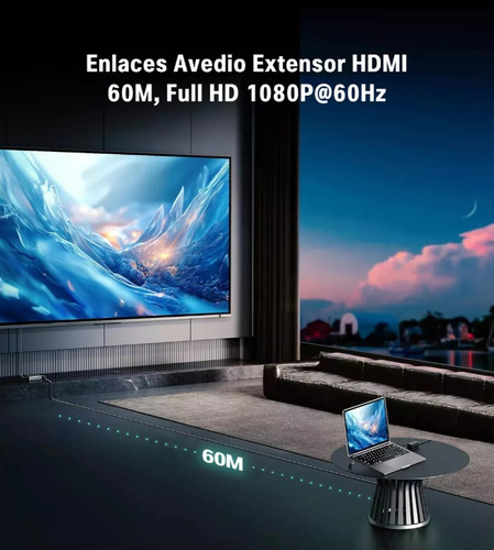 Extensor De Hdmi Adaptador Cat5e/6/7 60m Full Hd 1080p 3d