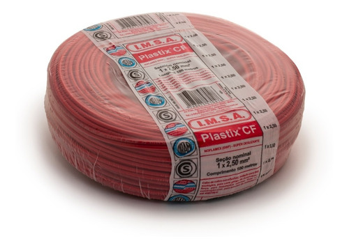 Cable Unipolar 2,5mm Rojo Imsa Plastix Cf Rollo X 100 Mts