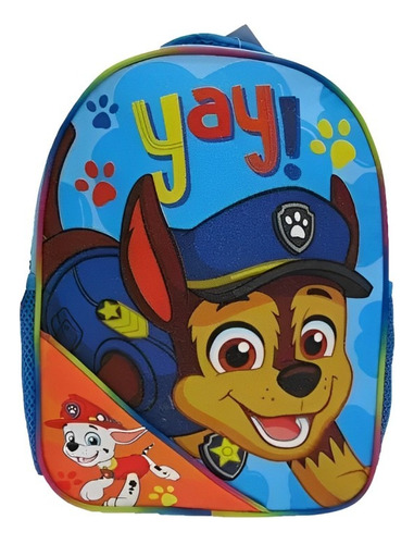 Mochila Paw Patrol Bolso Morral Para Niños Chase Color Azul Diseño De La Tela Estampado