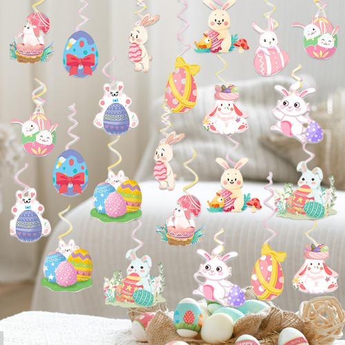 24 Uds. Adornos De Remolinos Colgantes De Pascua,